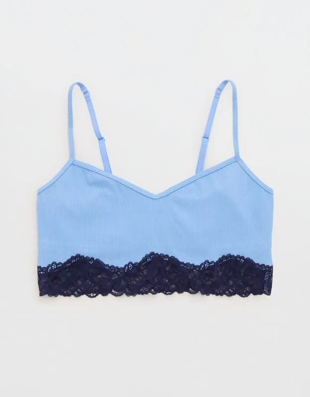 OVERSLEPT by Aerie Real Soft® Ribbed Lace Bra Top