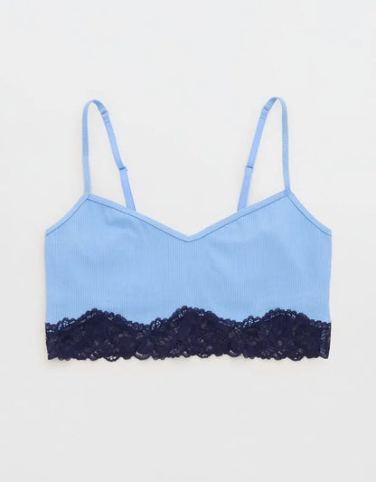 OVERSLEPT by Aerie Real Soft® Ribbed Lace Bra Top