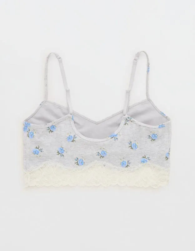 OVERSLEPT by Aerie Real Soft® Ribbed Lace Bra Top