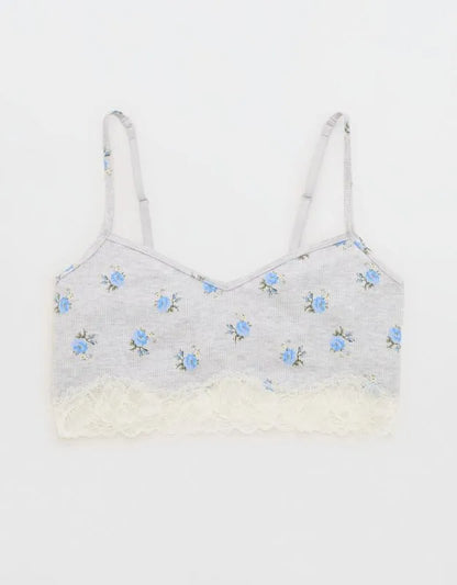 OVERSLEPT by Aerie Real Soft® Ribbed Lace Bra Top