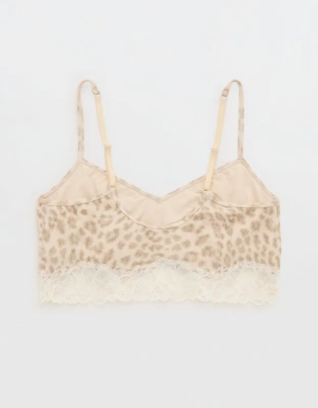 OVERSLEPT by Aerie Real Soft® Ribbed Lace Bra Top