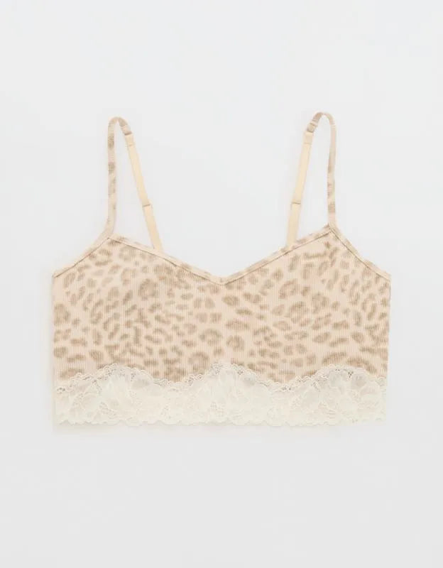 OVERSLEPT by Aerie Real Soft® Ribbed Lace Bra Top