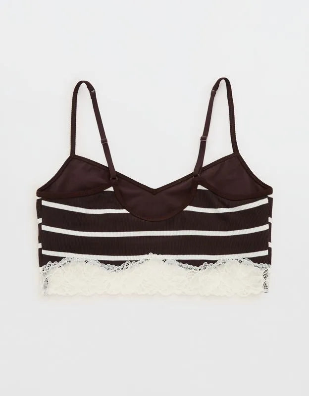 OVERSLEPT by Aerie Real Soft® Ribbed Lace Bra Top