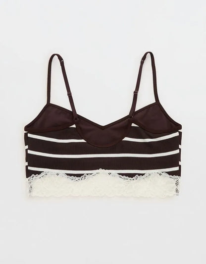 OVERSLEPT by Aerie Real Soft® Ribbed Lace Bra Top