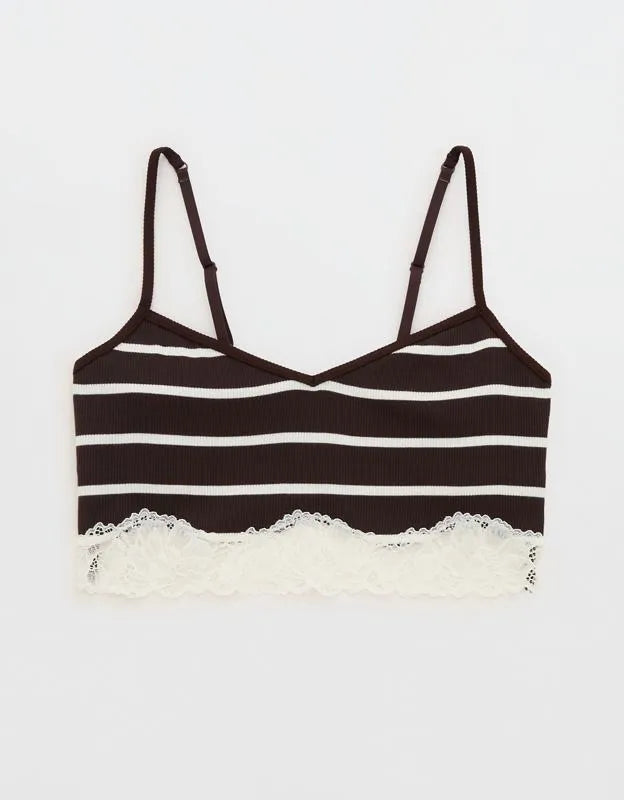 OVERSLEPT by Aerie Real Soft® Ribbed Lace Bra Top