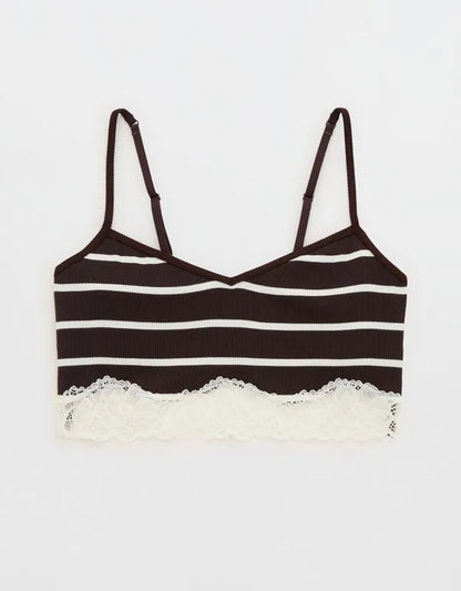 OVERSLEPT by Aerie Real Soft® Ribbed Lace Bra Top