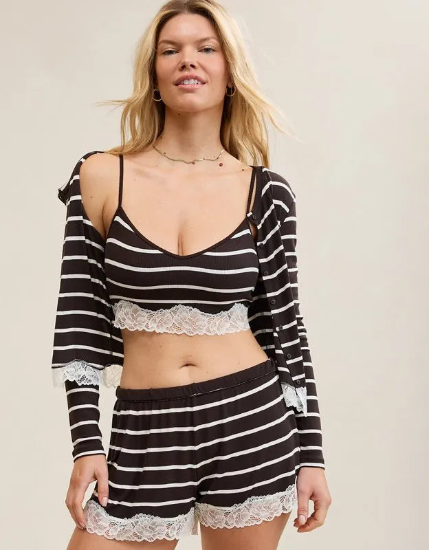 OVERSLEPT by Aerie Real Soft® Ribbed Lace Bra Top