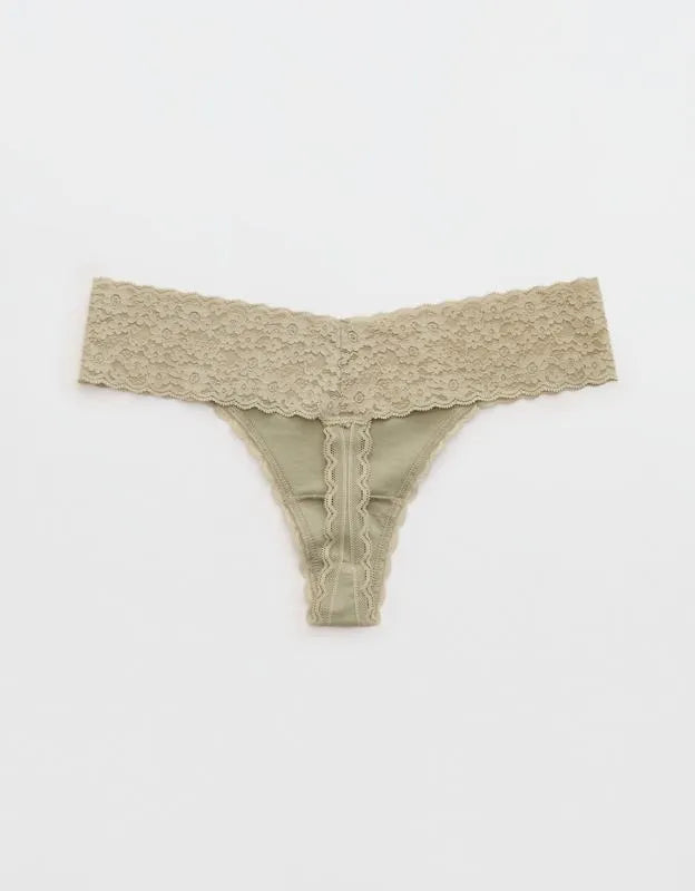 Superchill Vintage Lace Cotton Thong Underwear