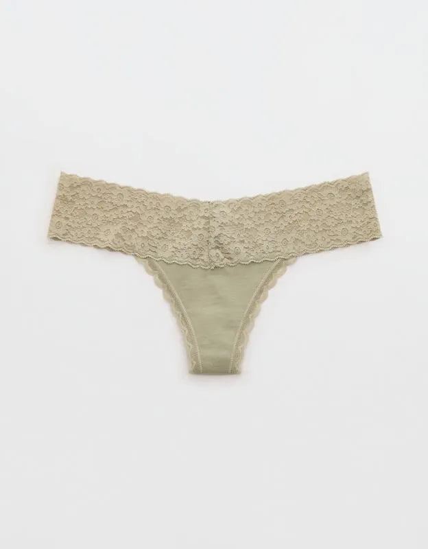 Superchill Vintage Lace Cotton Thong Underwear