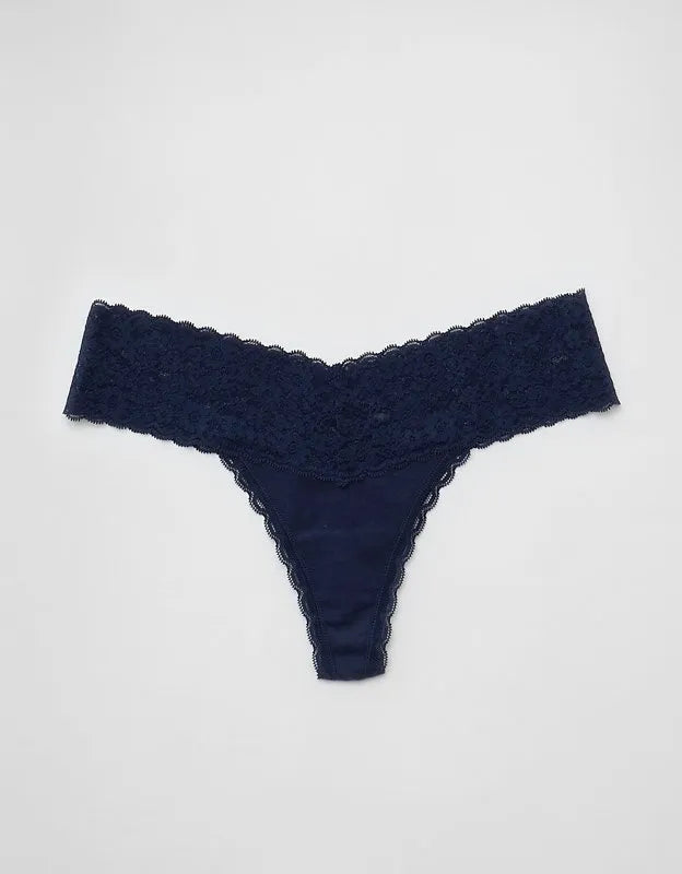 Superchill Vintage Lace Cotton Thong Underwear