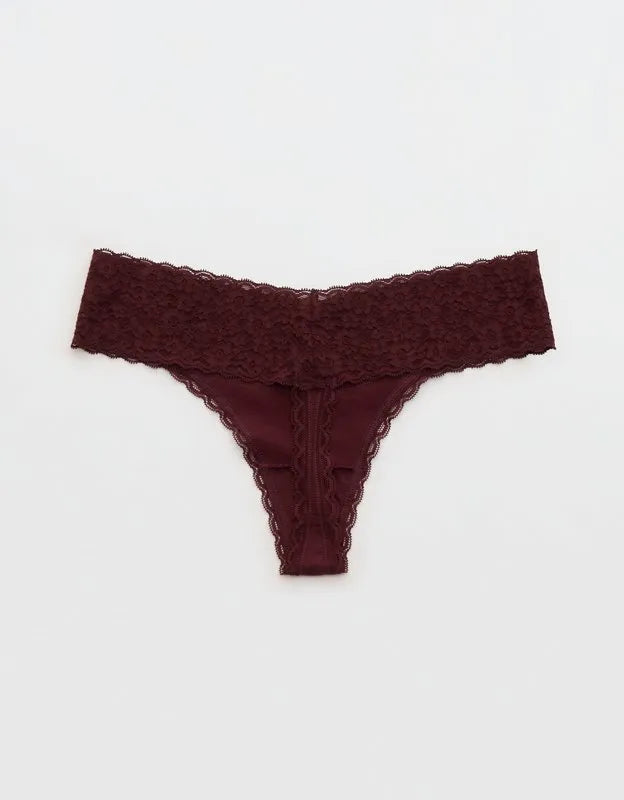 Superchill Vintage Lace Cotton Thong Underwear
