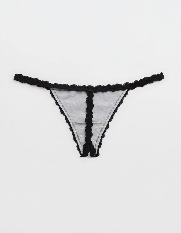 Superchill Cotton with Lace Thong Underwear