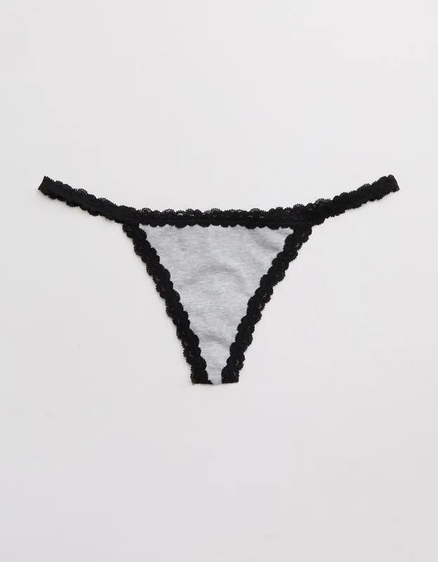 Superchill Cotton with Lace Thong Underwear