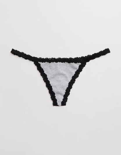 Superchill Cotton with Lace Thong Underwear