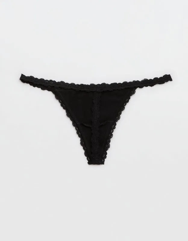 Superchill Cotton with Lace Thong Underwear