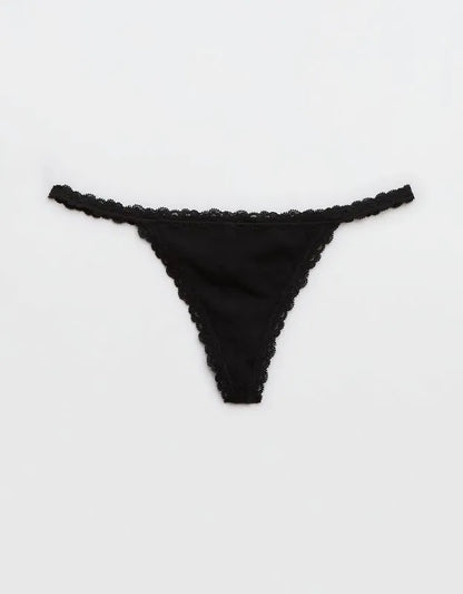 Superchill Cotton with Lace Thong Underwear