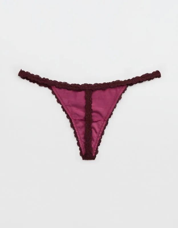 Superchill Cotton with Lace Thong Underwear