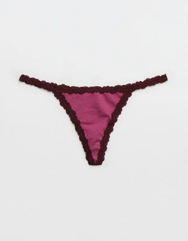 Superchill Cotton with Lace Thong Underwear