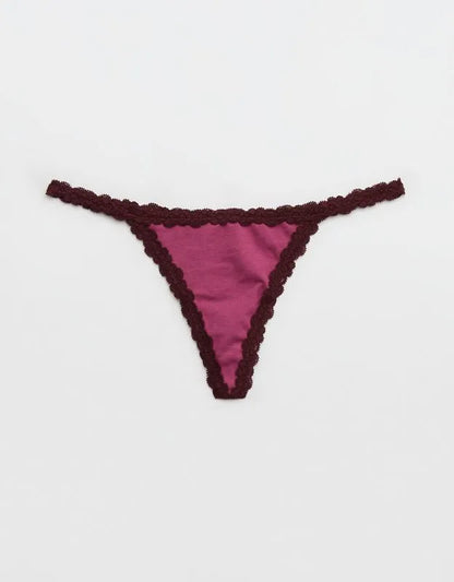 Superchill Cotton with Lace Thong Underwear