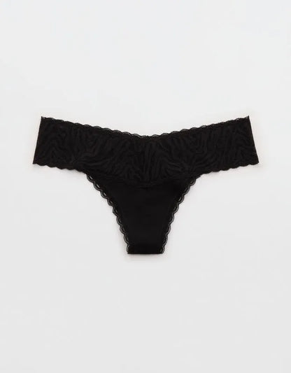 Superchill Cotton Zebra Lace Thong Underwear