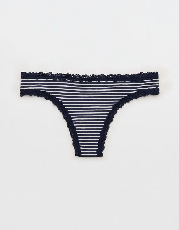 Superchill Cotton with Lace Thong Underwear