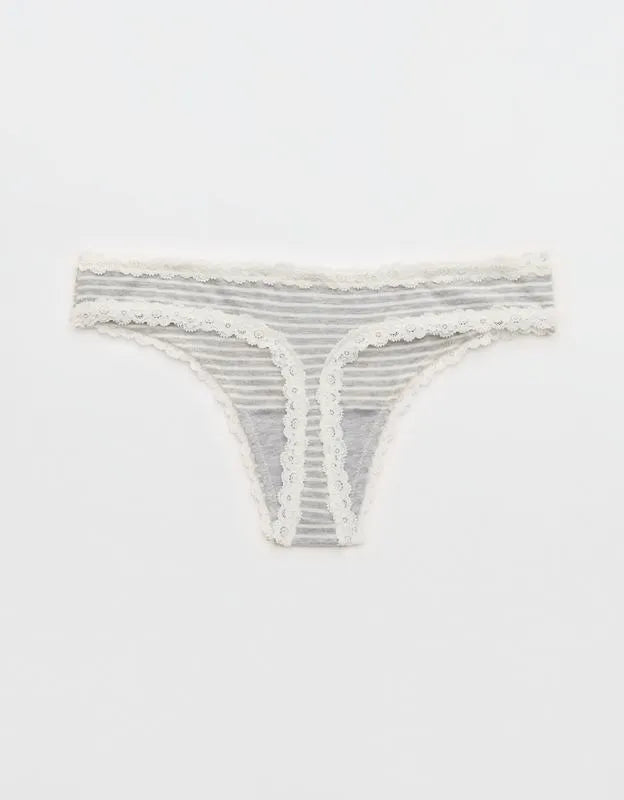 Superchill Cotton with Lace Thong Underwear