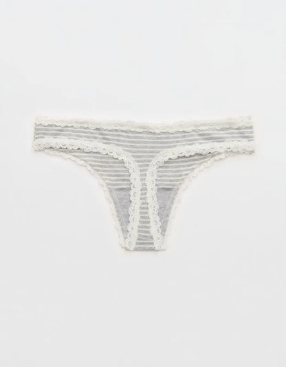 Superchill Cotton with Lace Thong Underwear