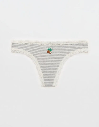Superchill Cotton with Lace Thong Underwear