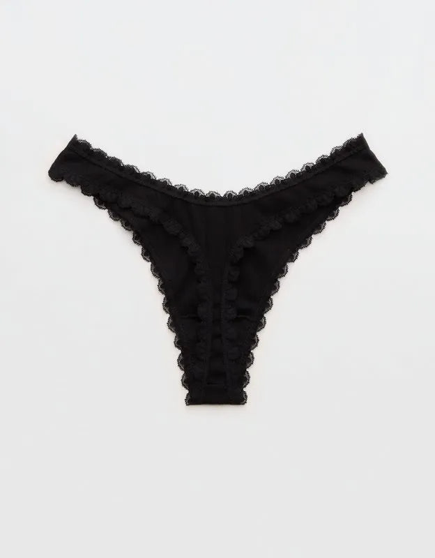 Superchill Cotton Pointelle Lace Thong Underwear