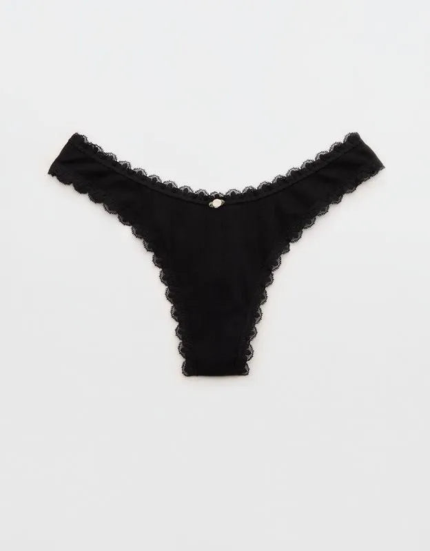 Superchill Cotton Pointelle Lace Thong Underwear