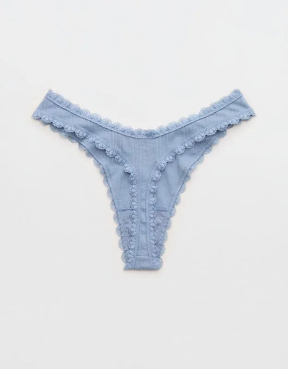Superchill Cotton Pointelle Lace Thong Underwear