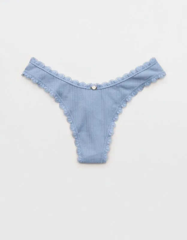 Superchill Cotton Pointelle Lace Thong Underwear