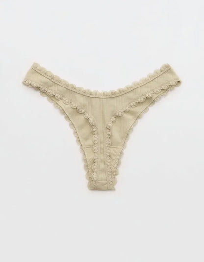 Superchill Cotton Pointelle Lace Thong Underwear