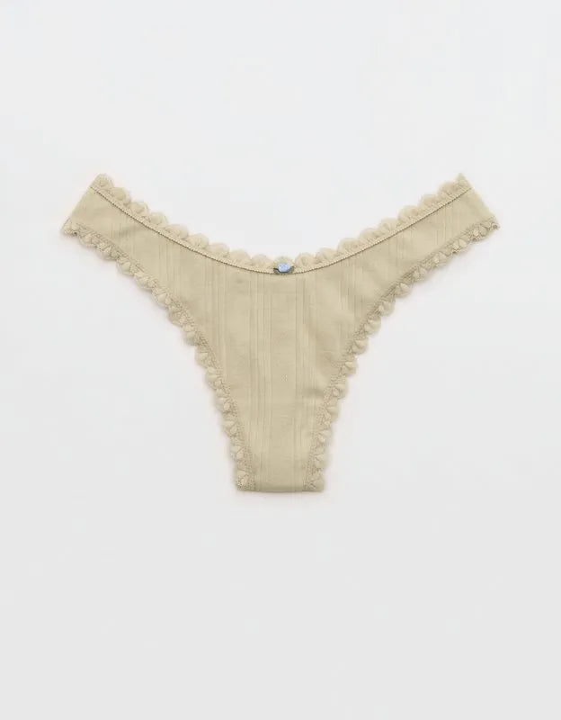 Superchill Cotton Pointelle Lace Thong Underwear