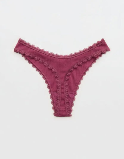 Superchill Cotton Pointelle Lace Thong Underwear