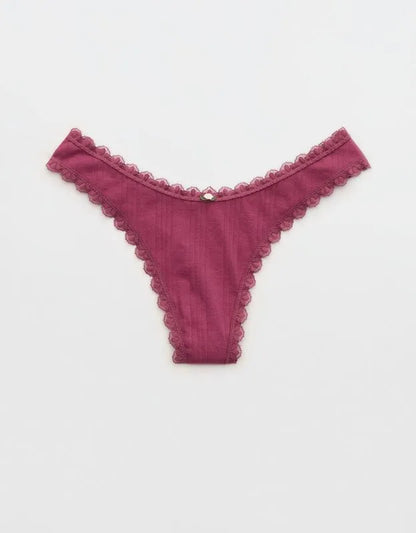 Superchill Cotton Pointelle Lace Thong Underwear