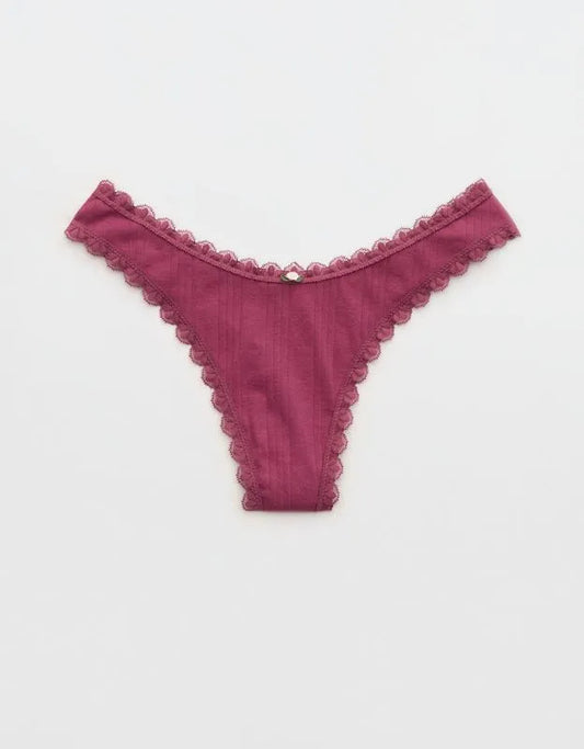 Superchill Cotton Pointelle Lace Thong Underwear