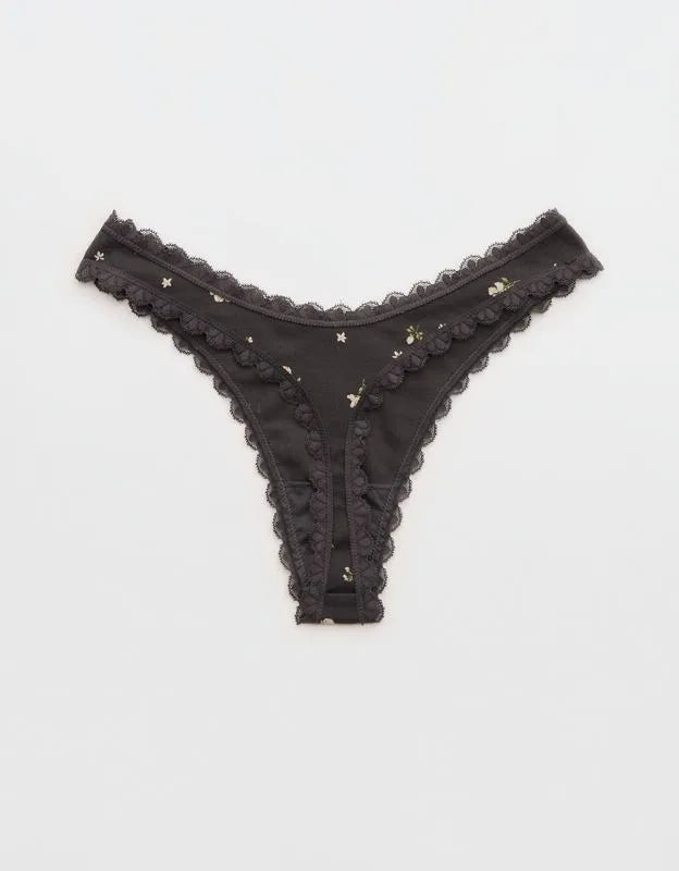 Superchill Cotton Pointelle Lace Thong Underwear