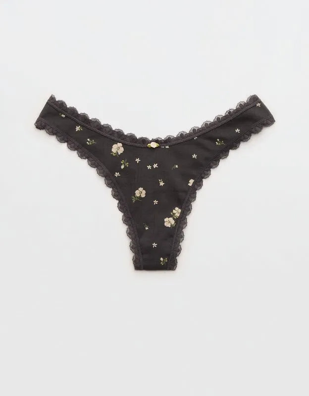 Superchill Cotton Pointelle Lace Thong Underwear
