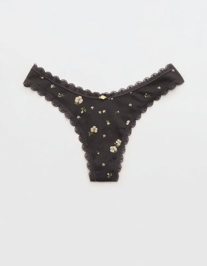 Superchill Cotton Pointelle Lace Thong Underwear