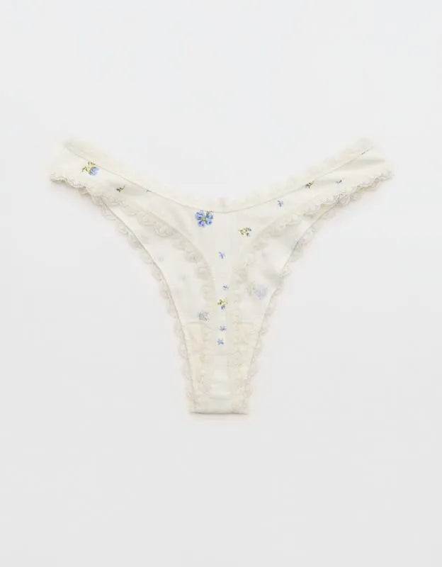 Superchill Cotton Pointelle Lace Thong Underwear