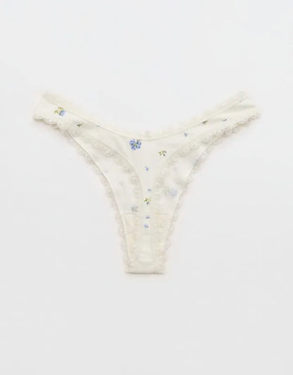 Superchill Cotton Pointelle Lace Thong Underwear