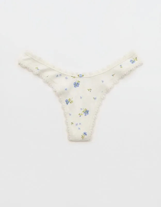 Superchill Cotton Pointelle Lace Thong Underwear