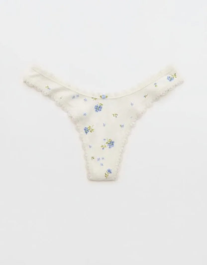 Superchill Cotton Pointelle Lace Thong Underwear
