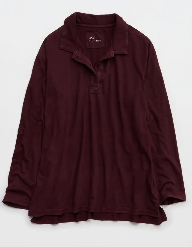 Aerie Cozy Polo Boyfriend T-Shirt