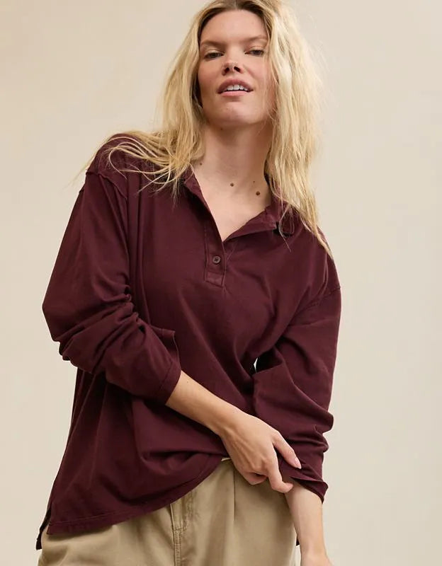 Aerie Cozy Polo Boyfriend T-Shirt