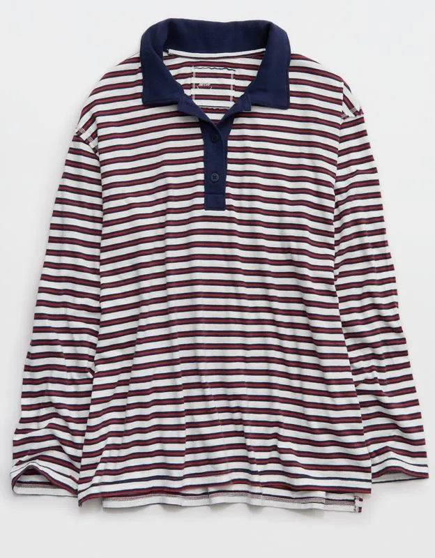 Aerie Cozy Polo Boyfriend T-Shirt