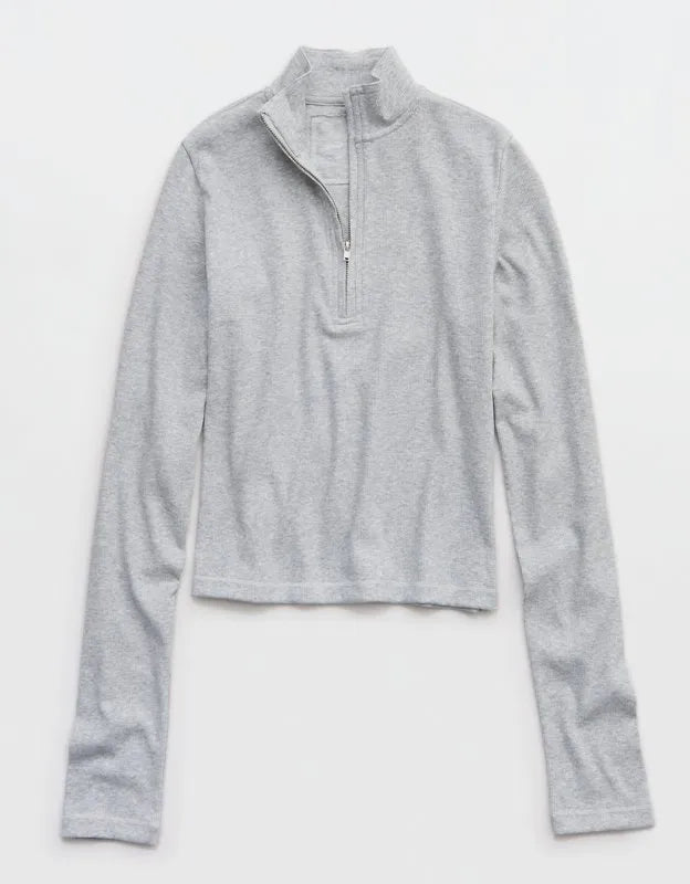 Aerie Long Sleeve Quarter Zip T-Shirt