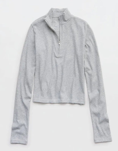 Aerie Long Sleeve Quarter Zip T-Shirt