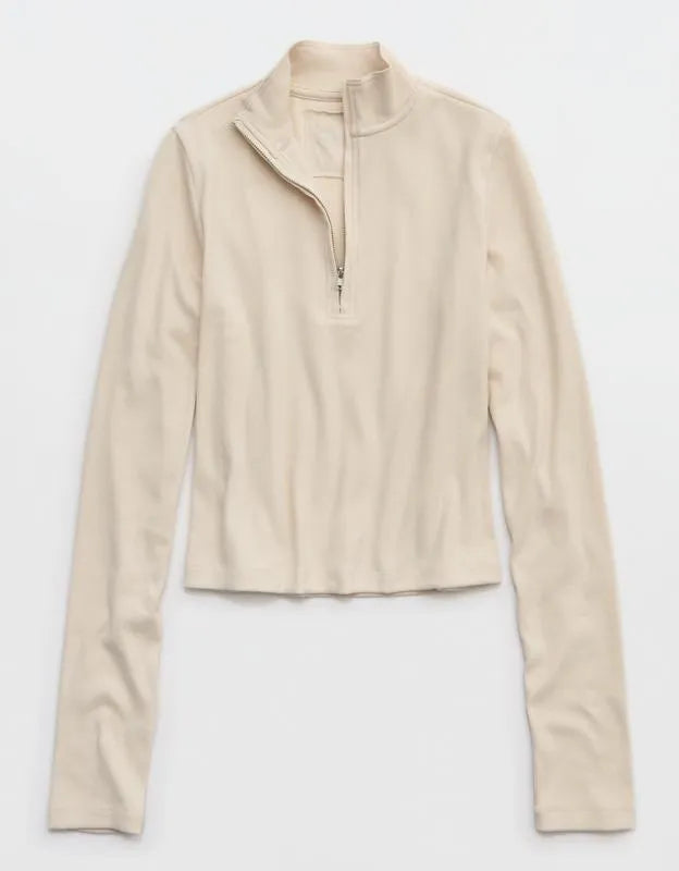 Aerie Long Sleeve Quarter Zip T-Shirt